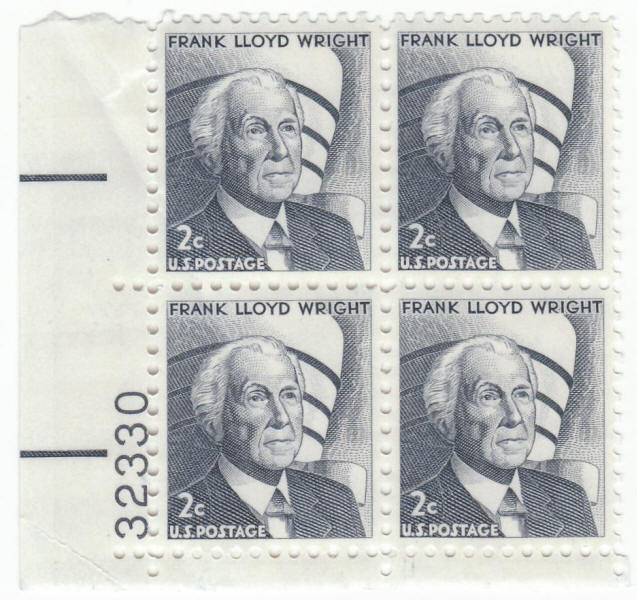 Scott #1280 Frank Lloyd Wright Plate Block
