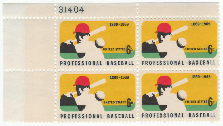 Scott #1381 Professional Baseball Plate Block