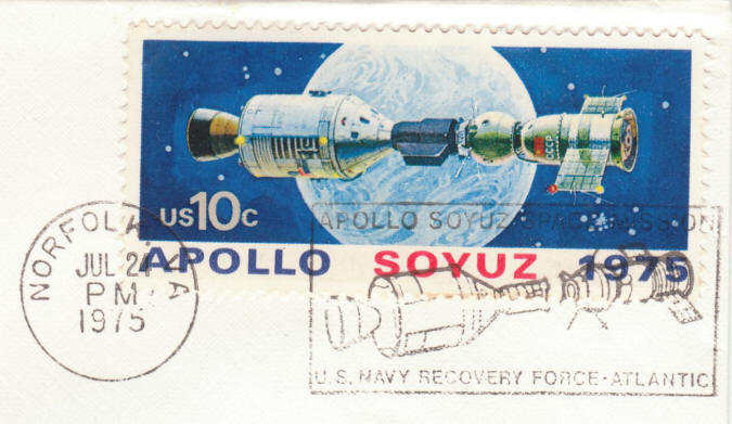 Scott 1569 Apollo Soyuz Stamp with Specialty Recovery Cancellation