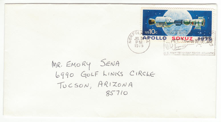 Scott 1569 Apollo Soyuz Stamp with Specialty Recovery Cancellation