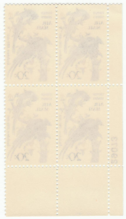 Scott #C71 Air Mail Audubon Blue Jays Plate Block