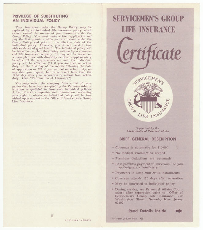 Servicemans Group Life Insurance