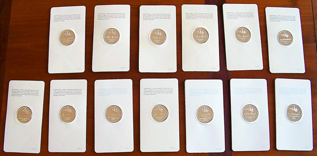 1972-76 Official Signers Medals Silver Proof Set 31 - 43 Reverse