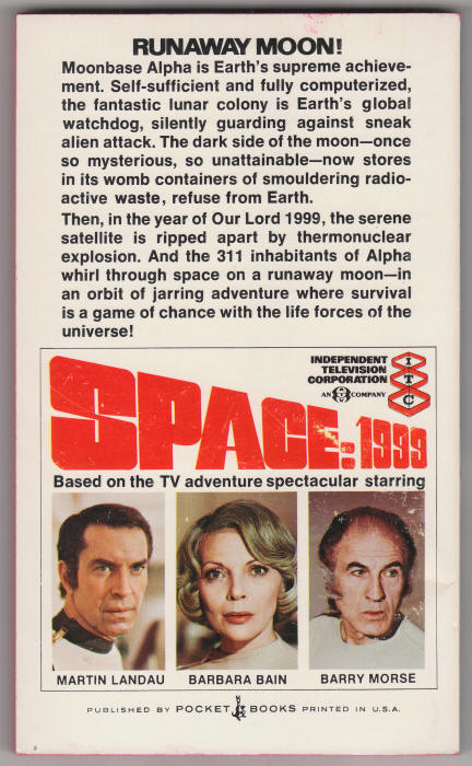 Space 1999 Breakaway paperback back cover