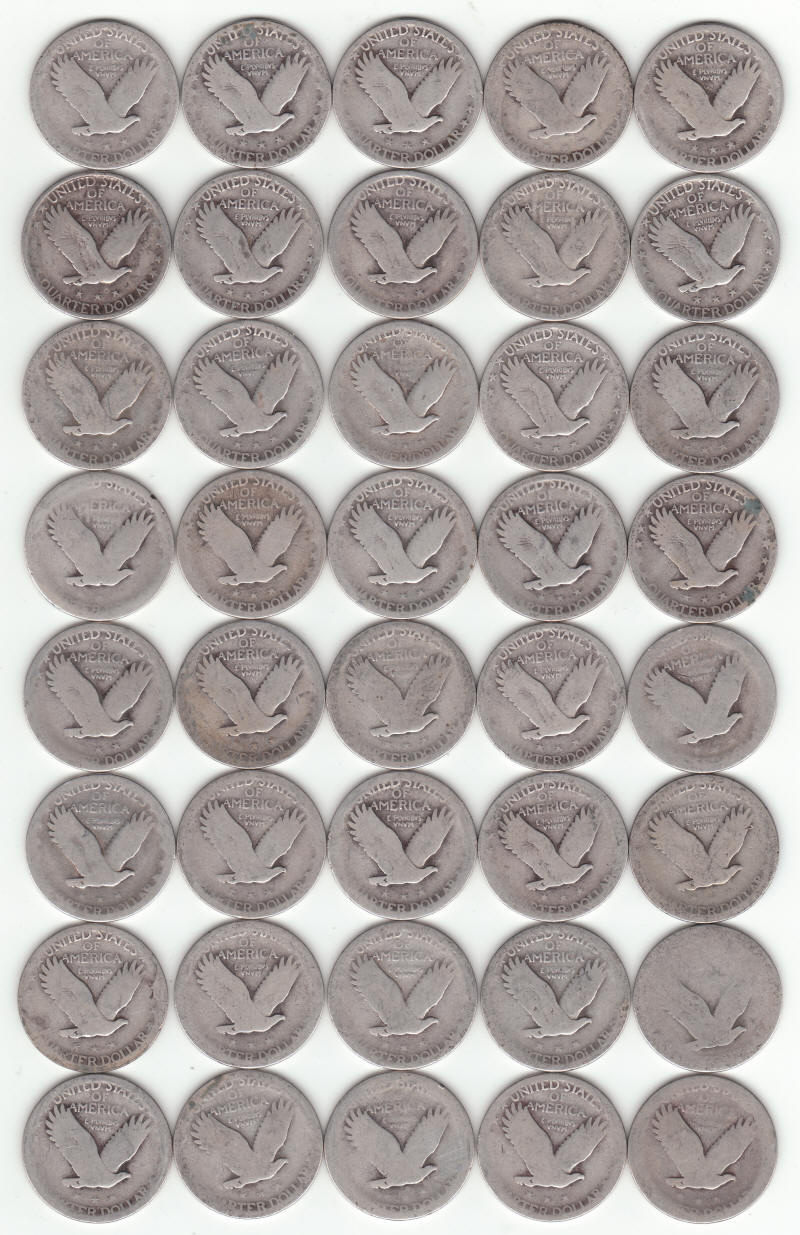 United States Silver Standing Liberty Quarters reverse