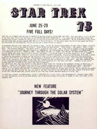 Star Trek 1975 Convention Flyer front