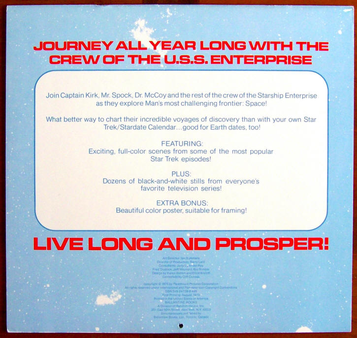 Star Trek 1976 Calendar
