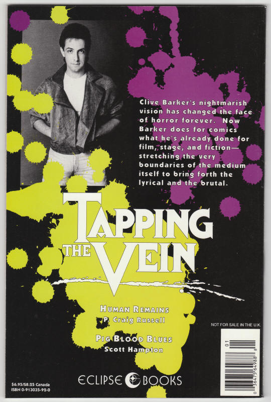 Clive Barker Tapping The Vein Book 1 back cover