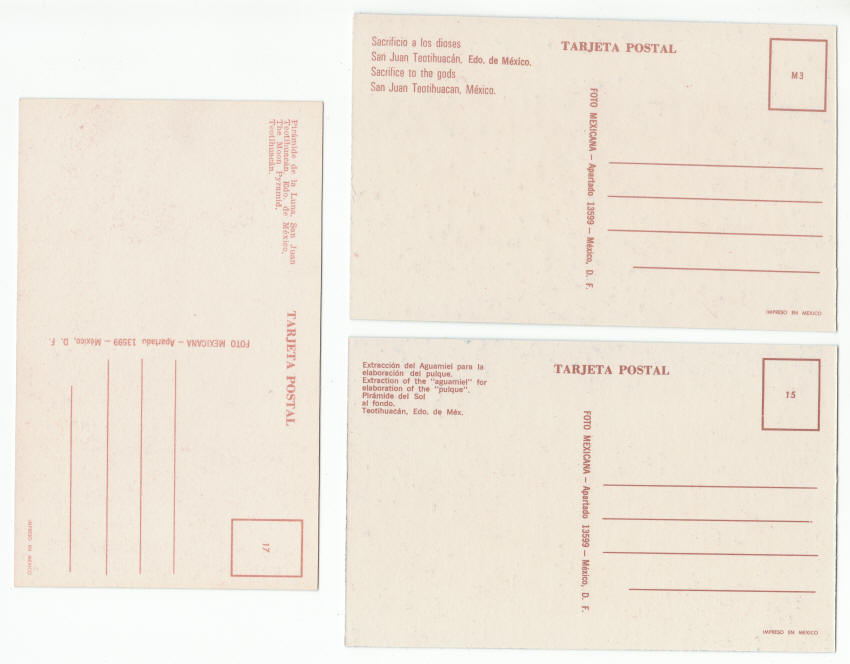 Teotihuacan Mexico Post Cards 1970s