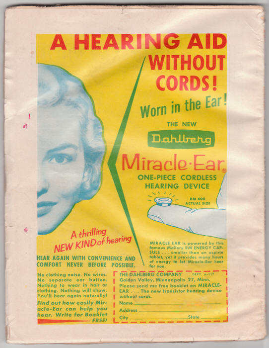 Texas Rangers February 1958 back cover