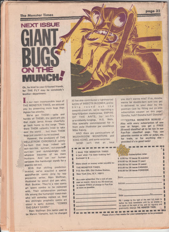 The Monster Times 2 back cover