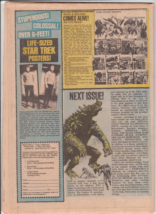 The Monster Times #43 back cover