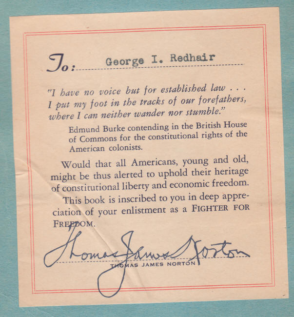 Thomas James Norton signed bookplate