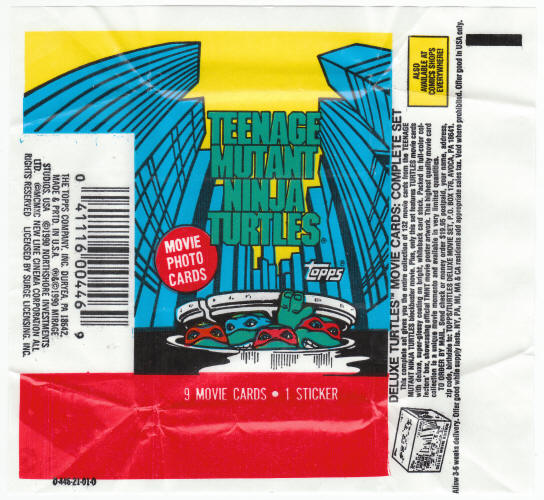 1990 Topps Teenage Mutant Ninja Turtles Wax Pack Wrapper