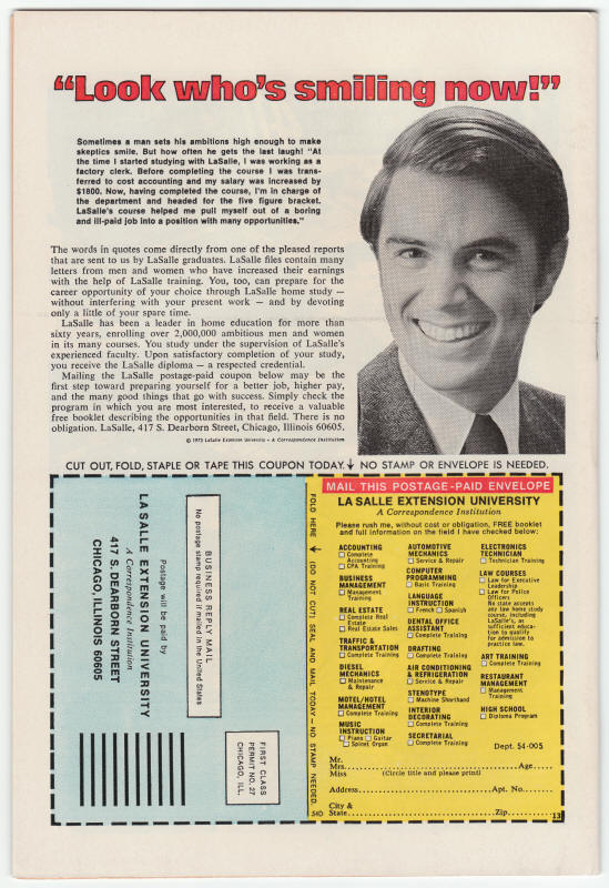 Tomb Of Dracula #23 back cover