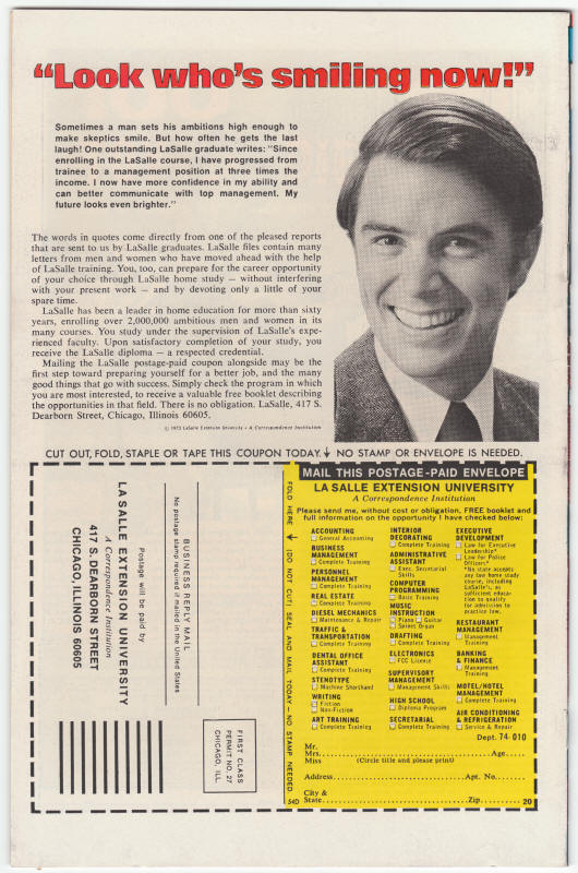 Tomb Of Dracula #42 back cover