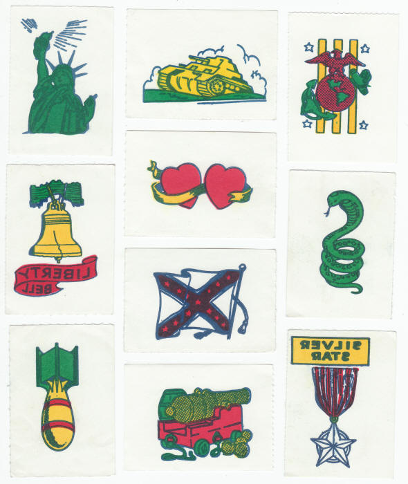 1968 Topps 21 Tattoos and 1971 Topps 24 Tattoos Large