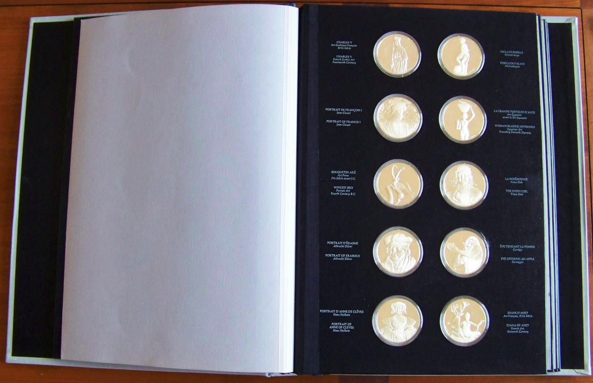 Treasures Of The Louvre Sterling Silver Proof Medals open binder