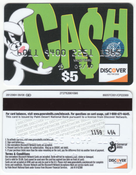 Trix Rabbit Cash Card Cereal Premiums