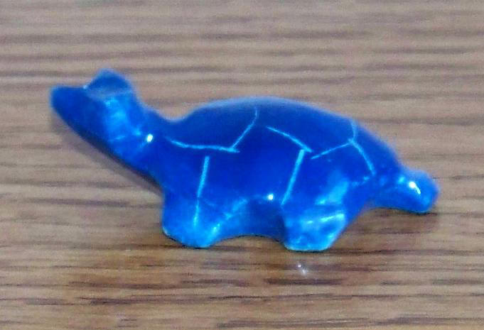 Early 1970s Blue Carved Onyx Turtle Miniature