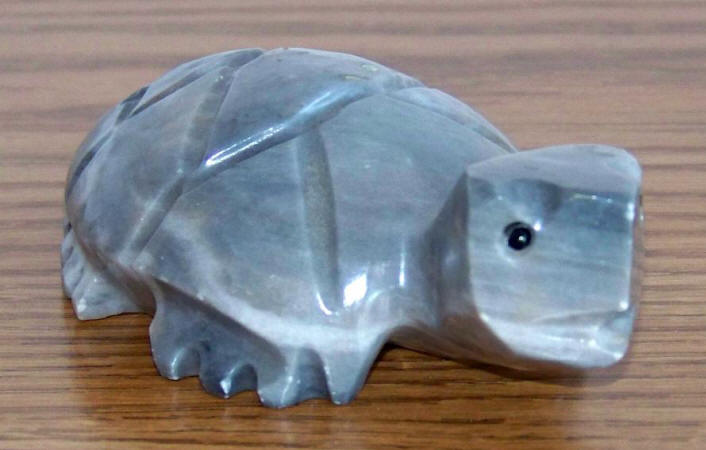 Mid 1970s Dark Gray Carved Onyx Turtle