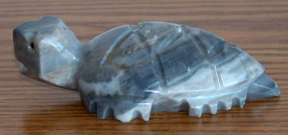 Mid 1970s Dark Gray Carved Onyx Turtle