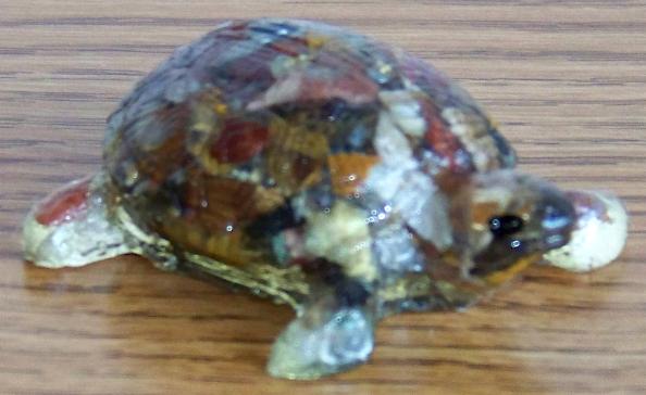 Mid 1970s Multicolor Rock Embedded Small Resin Turtle side