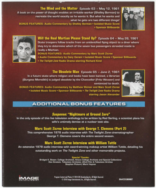 Twilight Zone Season 2 Bluray Disc Set Booklet