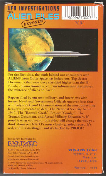UFO Investigations The Alien Files Exposed VHS