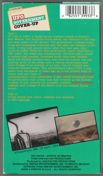 UFO Government Cover-Up VHS