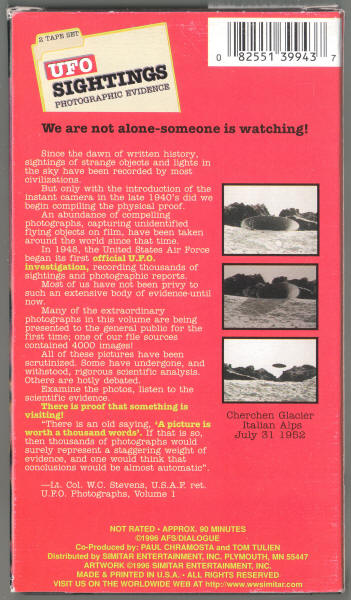 UFO Sightings Photographic Evidence VHS