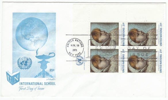 UNNY #225 UN International School Pablo Picasso Inscription Block First Day Cover