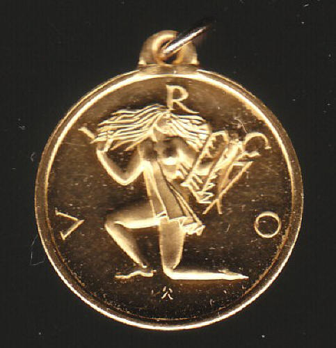 Virgo Zodiac Sign 18kt Gold Pendant