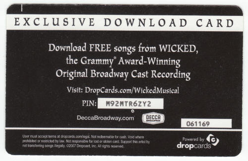 Wicked Music Download Card