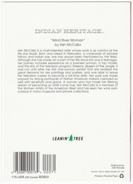 Wind River Woman Birthday Card Irish McCalla back