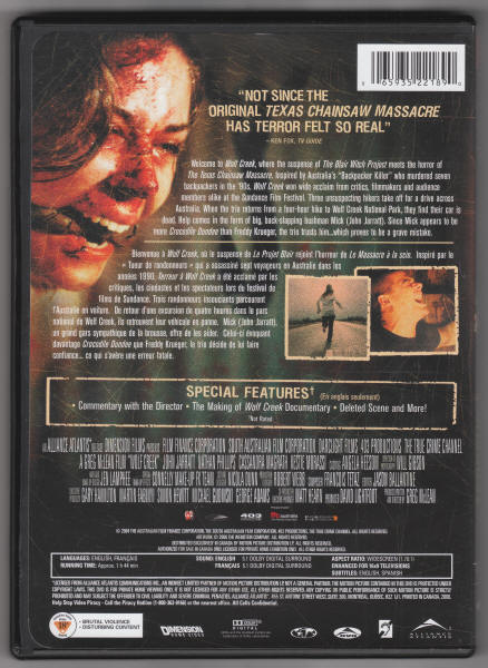 Wolf Creek Uncut Version DVD back