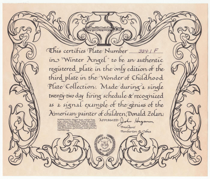 Wonder Of Childhood Plate 3 COA